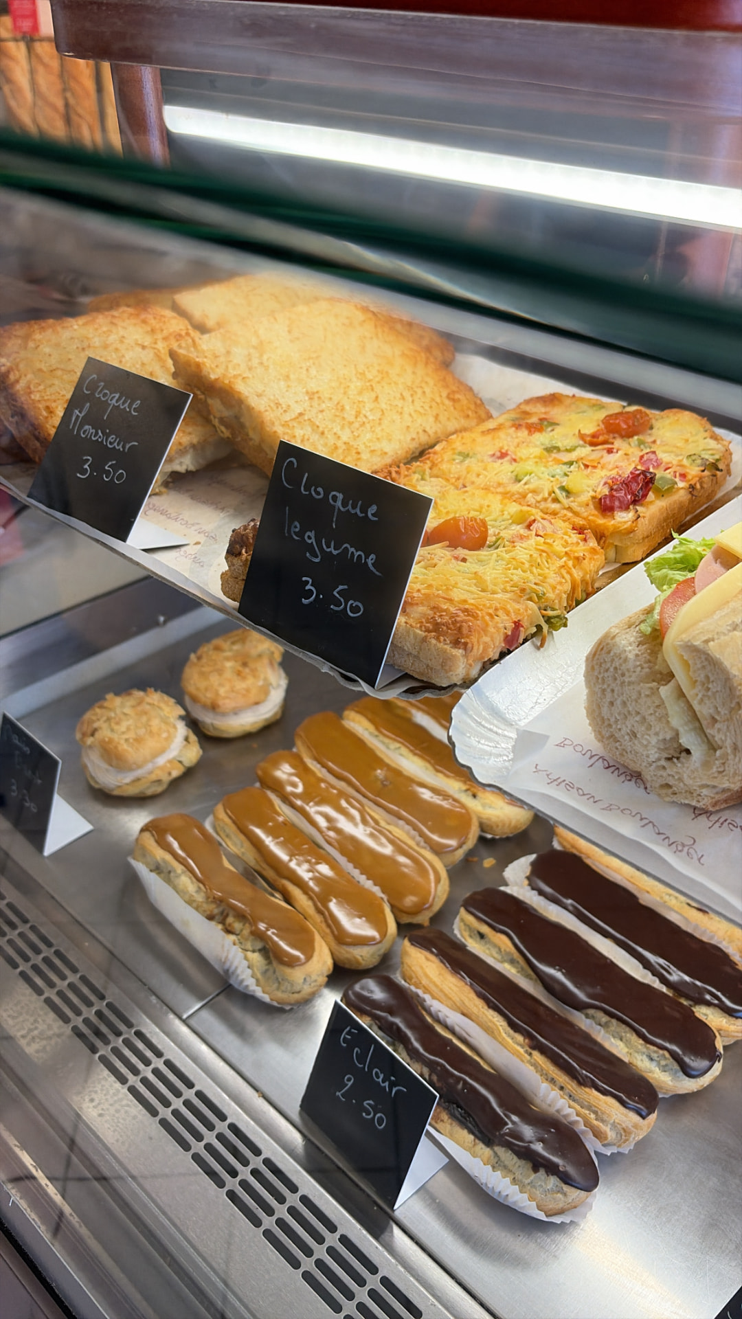Croque-monsieur, croque légumes et éclairs